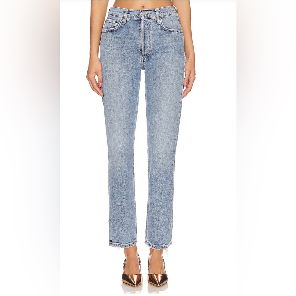 AGOLDE Riley High Rise Straight Crop Jeans in Hassle- size 31